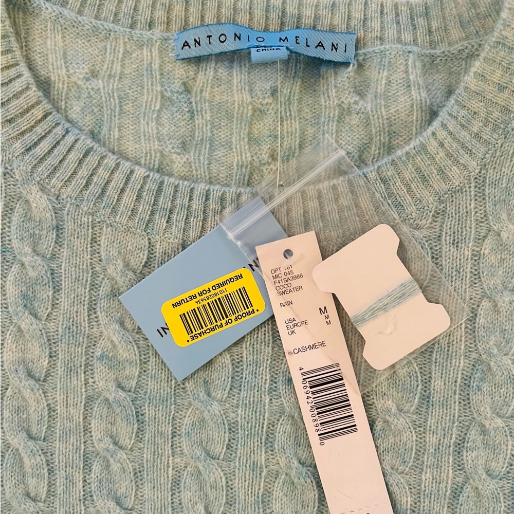 NEW-With Tags! Antonio Melani Cable-Knit 100% Cashmere Sweater-Sz M
